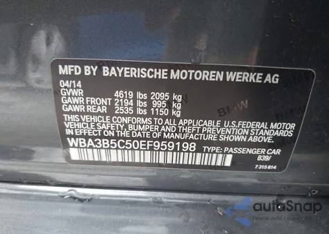 2014 BMW 328I xDrive z USA, uszkodzony, nr VIN WBA3B5C50EF959198